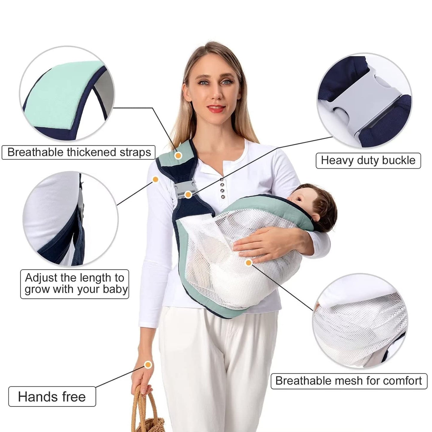 Marsupiu bebe ergonomic, bumbac si plasa respirabila, verde, max 15 kg, universal