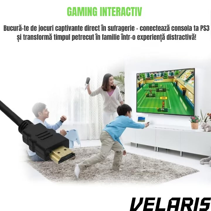Cablu video HDMI la HDMI, 1.8m, conectori aurii premium, rezolutie 4K Ultra HD 60Hz, negru