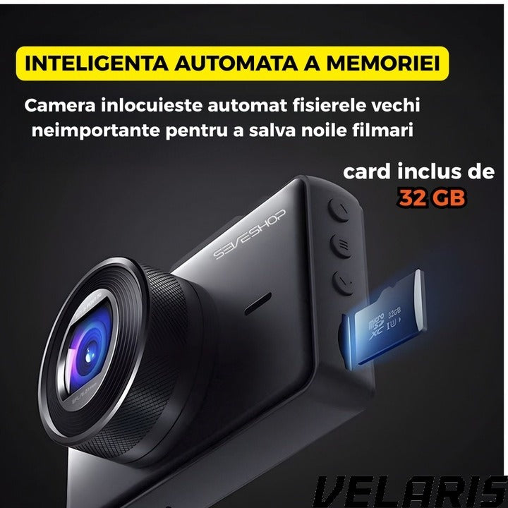 Camera Auto DVR Full HD 1080P cu Ecran 2.7" Night Vision, Unghi Larg 140°, Card 32GB Inclus