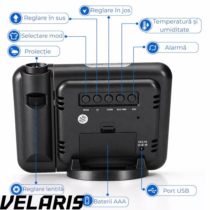 Ceas cu Calendar, Alarma si Proiector Tip LED DS-8190