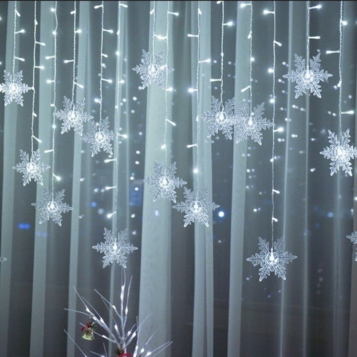 Perdea luminoasă Zăpezi 3,5 m LED alb rece, interior-exterior, decorațiune Crăciun