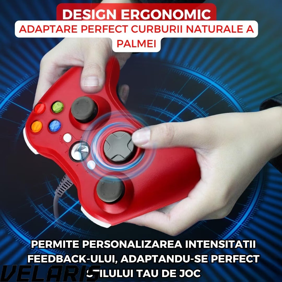 Controller Dual Shock pentru PC si Xbox 360 cu stick-uri analog vibratii realiste dualpad 8 directii conectare USB cablu 2, 5 m