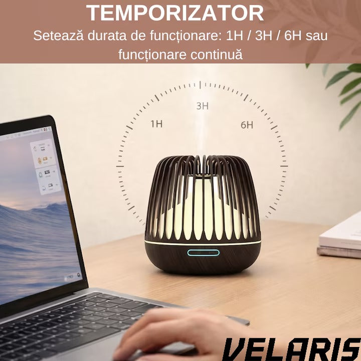 Difuzor Aromaterapie/Umidificator cu Lampa 7 Culori, 500 ml, Culoare Negru