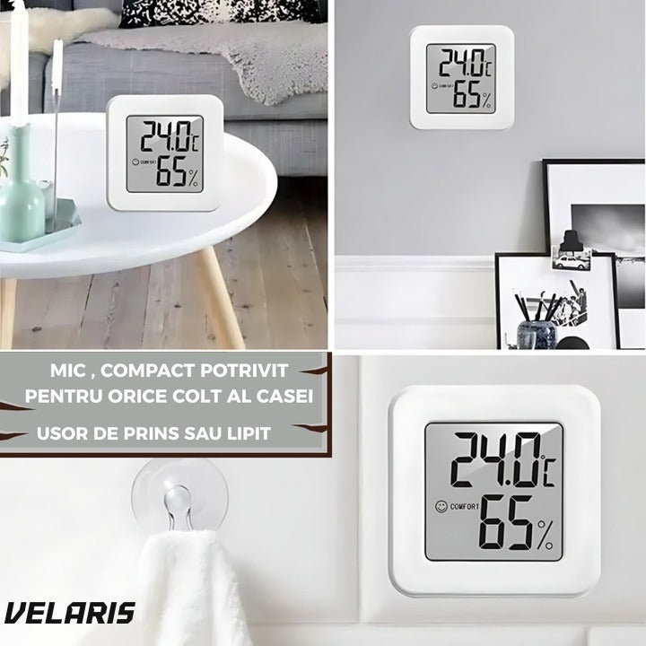 Termometru și higrometru digital cu afișaj LCD, indicator confort, baterie inclusă