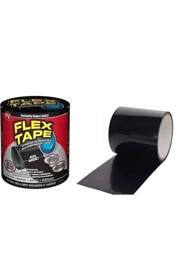 Bandă adezivă impermeabilă Flex Tape XL, reparații rapide, 8" lățime, negru