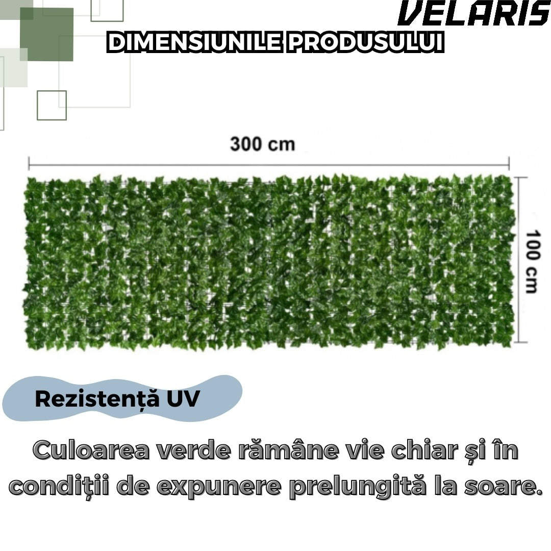 Gard Artificial cu Frunze Verzi Tip Iedera Solutia Eleganta pentru Confidentialitate si Decor in Aer Liber, dimensiuni 300/100