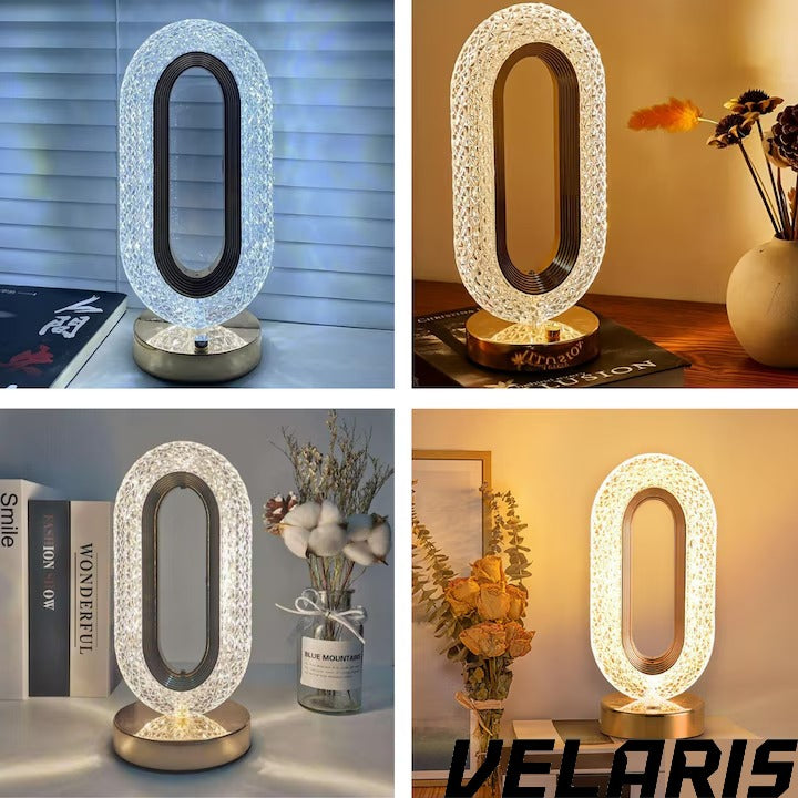Lampa de masa tip cristal eleganta, 3 culori, control touch, reincarcabila prin USB, acrilic modern