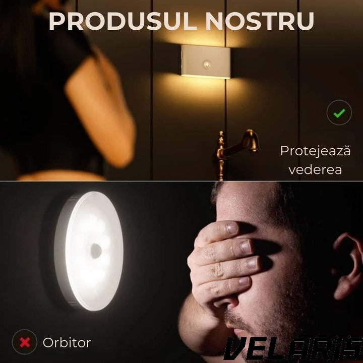 Lampa veghe dreptunghiulara pentru perete cu senzor de miscare si senzor crepuscular, LED 3000K cu iluminare laterala, reincarcare USB-C pentru baie, dormitor si scari, 1 buc