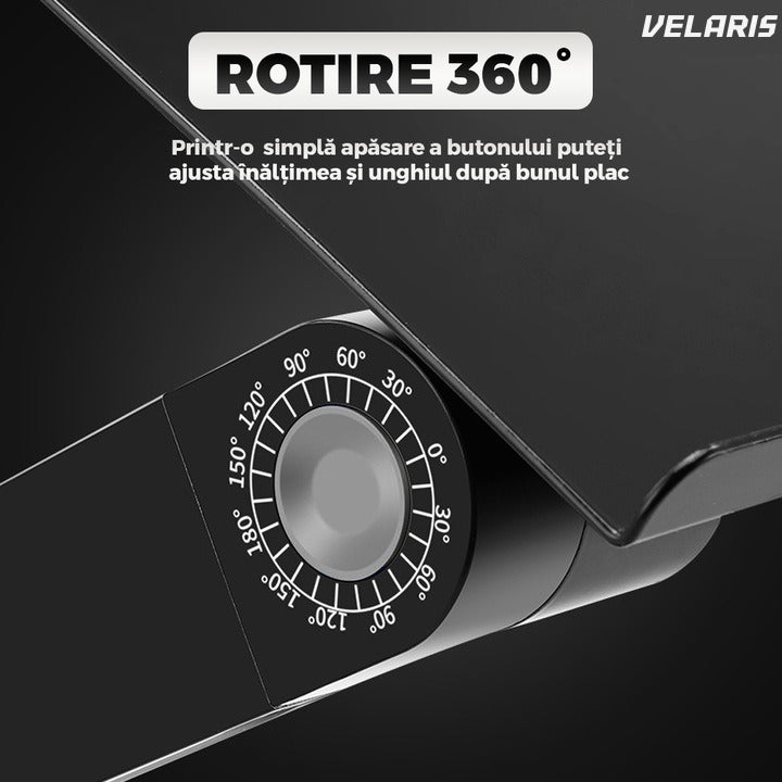 Birou laptop 2 în 1, reglabil în înălțime, ventilație, pad mouse, 42x26cm, negru