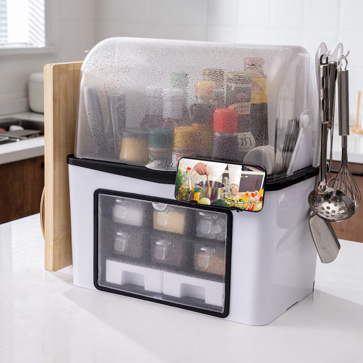 Organizator bucatarie multifunctional, 46 x 26 x 43 cm, alb