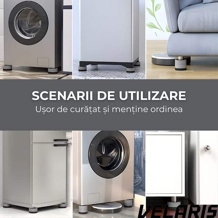 Picioare masina de spalat reglabile anti-vibratii reglabile pentru masini de spalat si vase, set 4 bucati, fonoabsorbante, antiderapante, 6, 5×3, 2 cm, gri