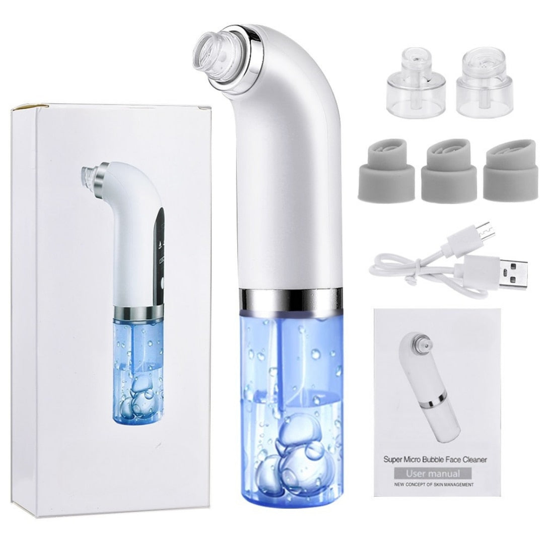 Aparat facial profesional cu aspirație puncte negre, tehnologie micro-bubble, 5 capete, alb