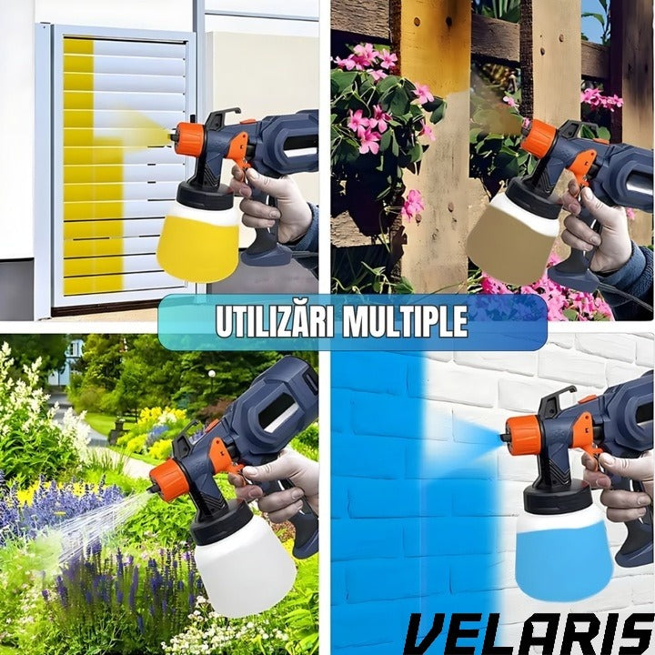 Pulverizator electric vopsea 700W albastru vas 900 ml 3 moduri pulverizare debit reglabil 4 duze