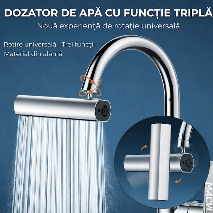 Baterie de bucatarie 4 in 1 cu cascada, pivotanta 360°, robinet extensibil multifunctional din otel inoxidabil 304, rezistent la coroziune si uzura