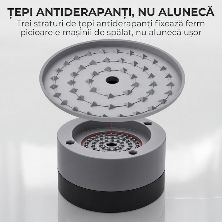 Set 4 Tampoane pentru Picioare din Plastic, Gri Protectie si Stabilitate pentru Masina de Spalat