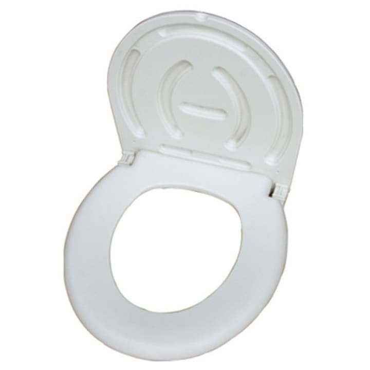 Colac WC, cu capac, plastic PP, ergonomic, alb, 33x42cm