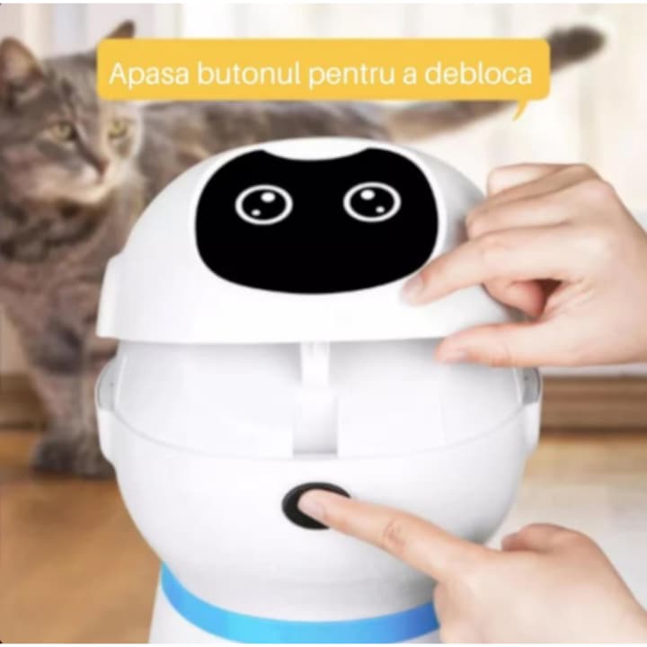 Hranitor automat pentru caini si pisici, rezervor 3.5L, functie smart si programare, sunet hranire, distribuitor mancare uscata, usor de curatat