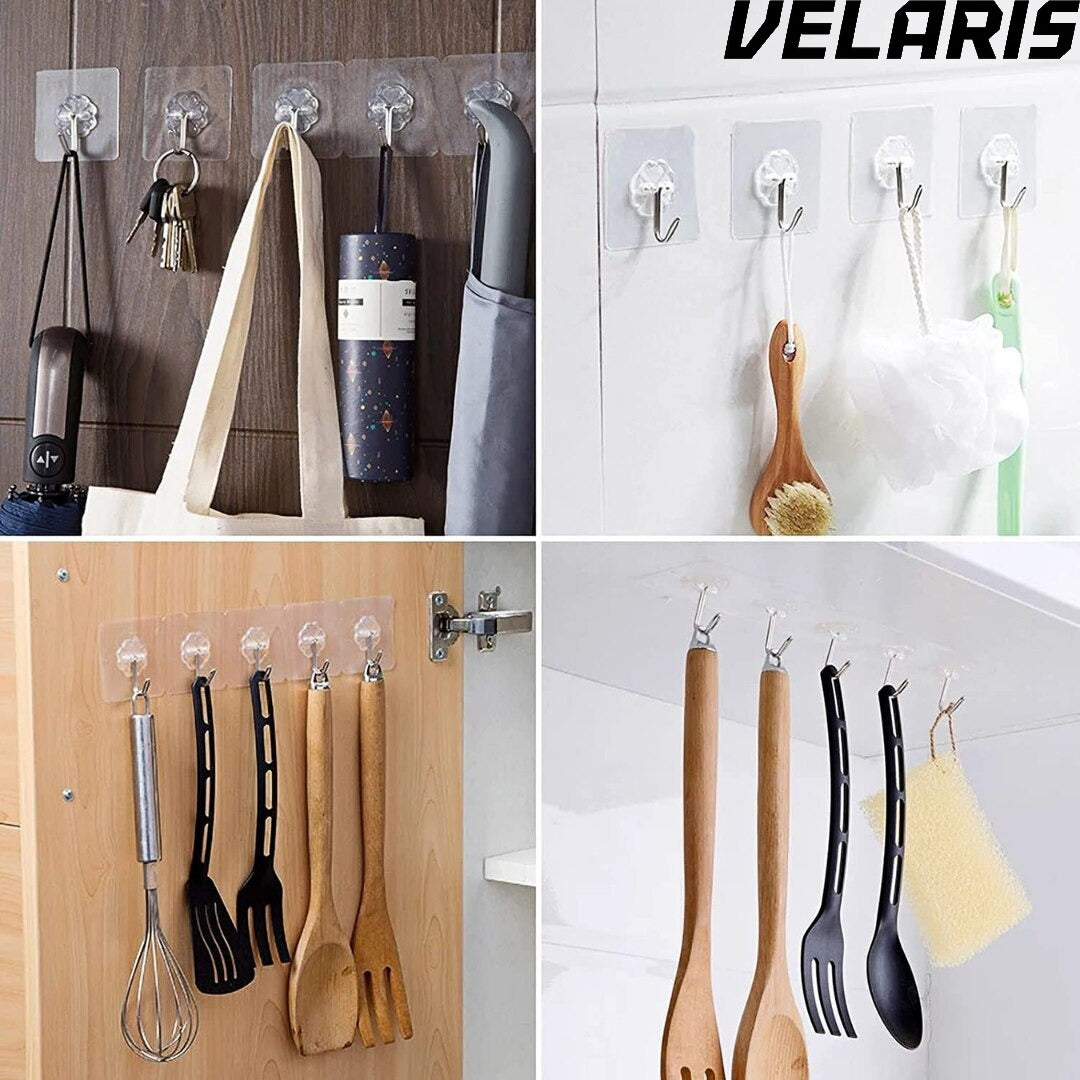 Set 10 carlige autoadezive transparente pentru prosoape, impermeabile, ABS durabil, 180° rotative, fixare puternica si reutilizabila, pentru baie, bucatarie si dormitor