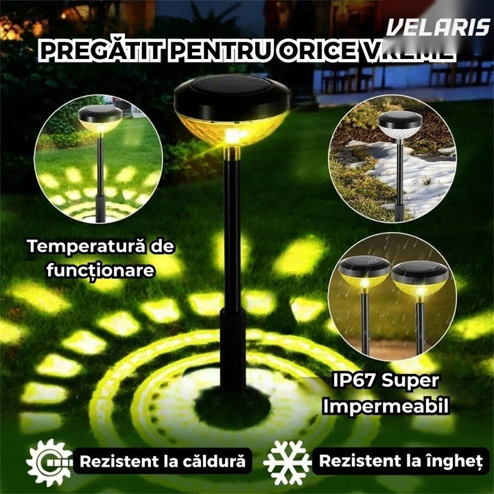Set 2 lămpi solare decorative Floarea-Soarelui, LED RGB multicolor, rezistente la intemperii