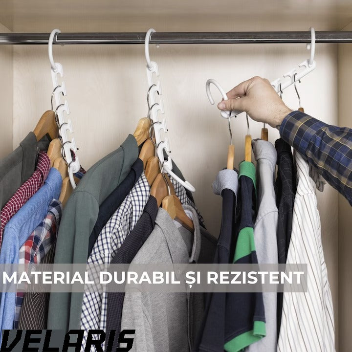 Set 8 Suporturi Agatatori Umerase 5 in 1 pentru Organizare