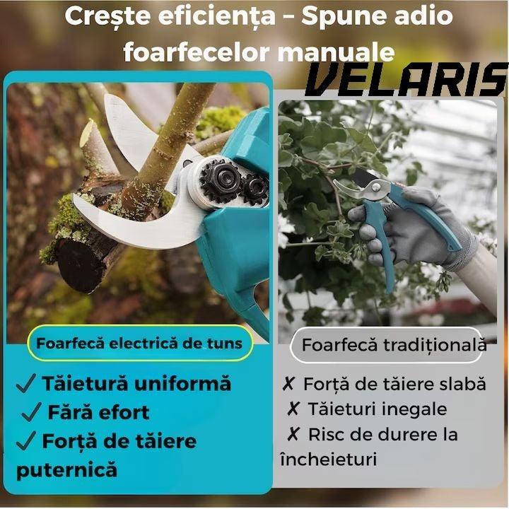 Set Foarfeca si Drujba Electrica Taiere Rapida, Fara Efort, cu Acumulator si Incarcator