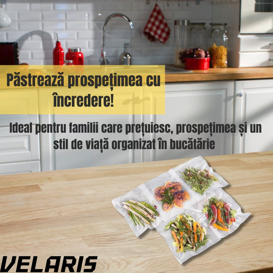Set pungi vidat 30x40 cm, 50 bucati, reutilizabile, pentru alimente si congelare