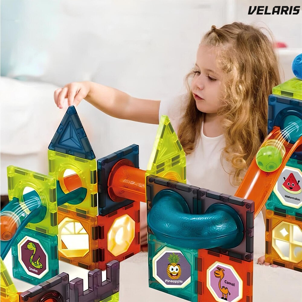 Set magnetic 3D, 125 piese, bile și bețe, joc creativitate copii