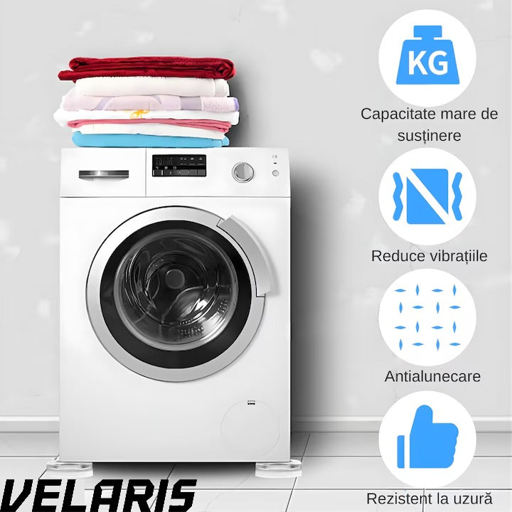 Suporturi Antisoc si Antiderapante pentru Picioarele Masinii de Spalat, Stabilitate si Protectie