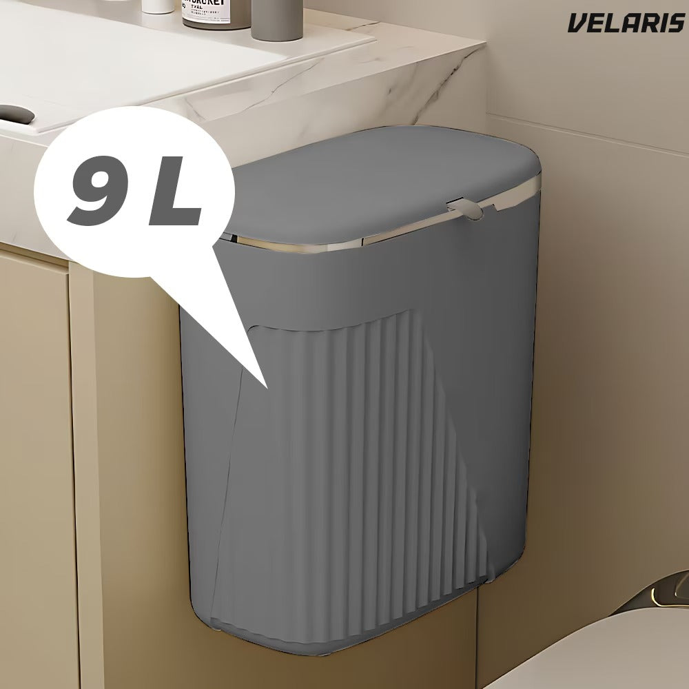 Coș gunoi suspendat, design modern, capac retractabil, 9 L, gri