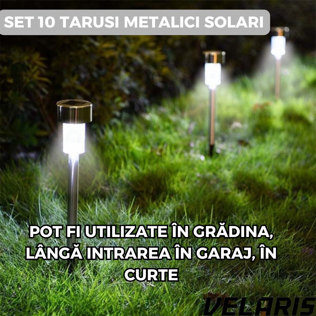 Tarus metalic solar de gradina din otel inoxidabil pentru iluminare decorativa