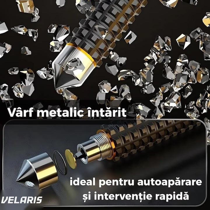 Baston telescopic din oțel inoxidabil, mâner antiderapant, mecanism extensibil
