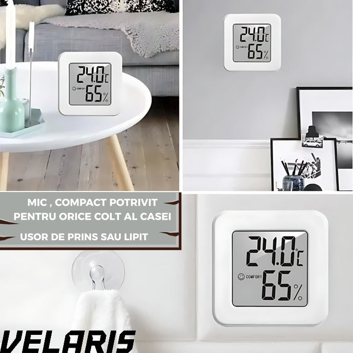 Termometru si Higrometru Digital cu Afisaj LCD Indicator Confort, Temperatura si Umiditate, Design Compact, Baterie Inclusa