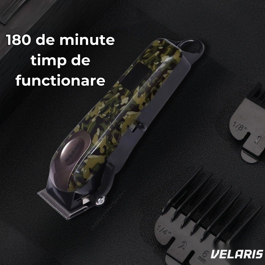 Trimmer GM 2608 cu display LED, fără fir/cu fir, 15 trepte, autonomie 180 min
