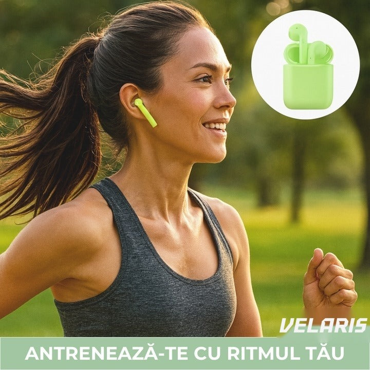 Căști wireless Freepods i18, Bluetooth 5.0, control tactil, sunet HiFi, verde