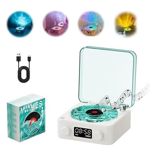 Boxa Bluetooth Retro cu Lumini Ambientale si Sunete ale Naturii, 5W, 1500mAh, Alb