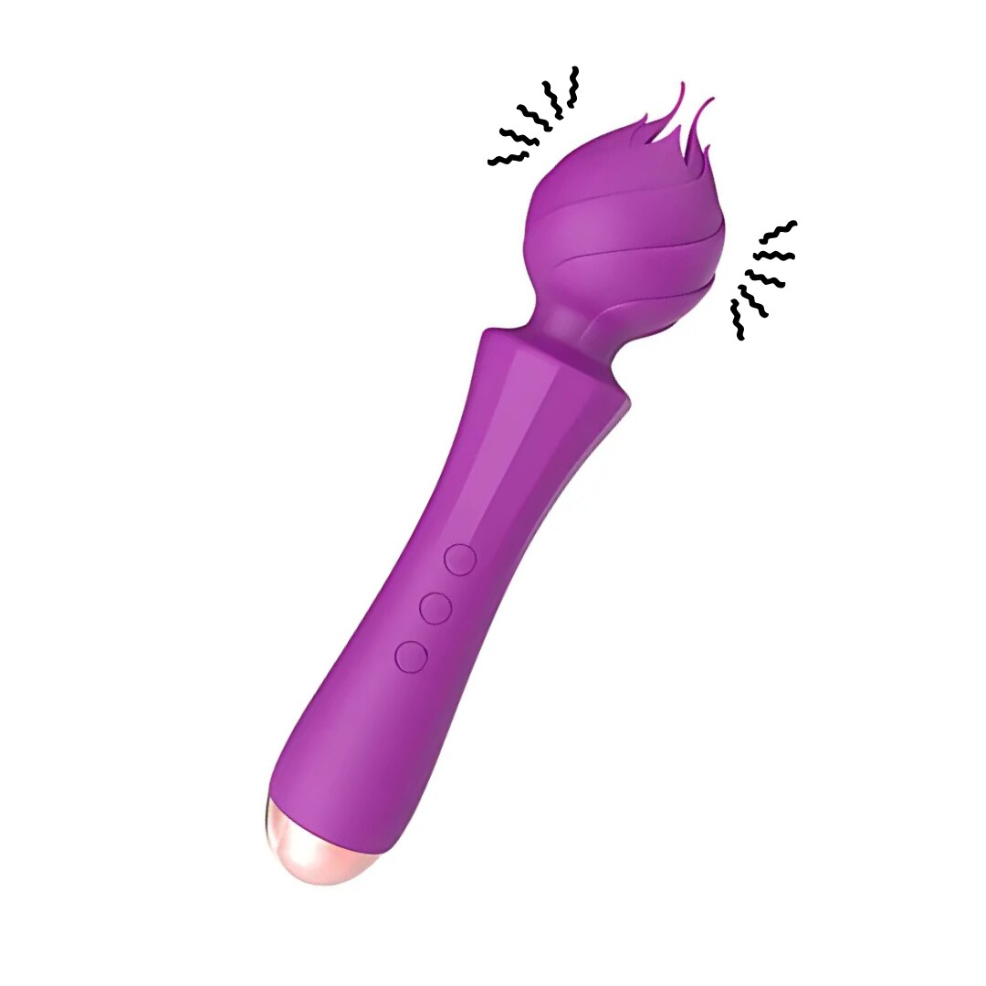 Vibrator Tip Bagheta Thalia Imbracat in Silicon, Stimulare Externa Intensa, Design Ergonomic, Vibratii Puternice, Incarcare USB, Culoare Mov