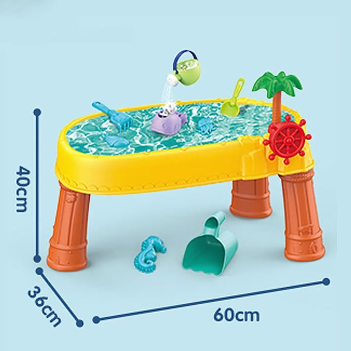 Masă de apă 2 în 1 pentru copii cu 8 accesorii interactive, multicolor, 3 ani+