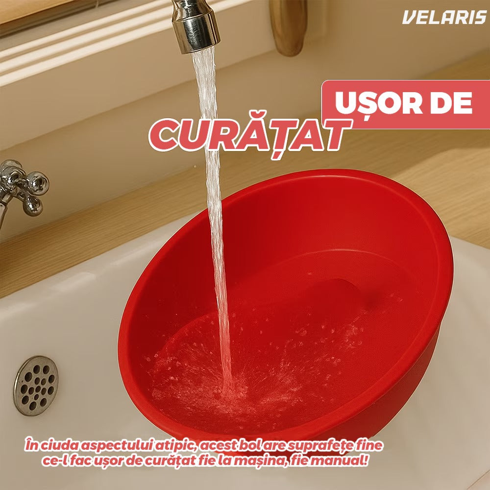 Bol pentru cereale 3 în 1, separator integrat, mâner ergonomic, 18.5 x 10 cm, roșu