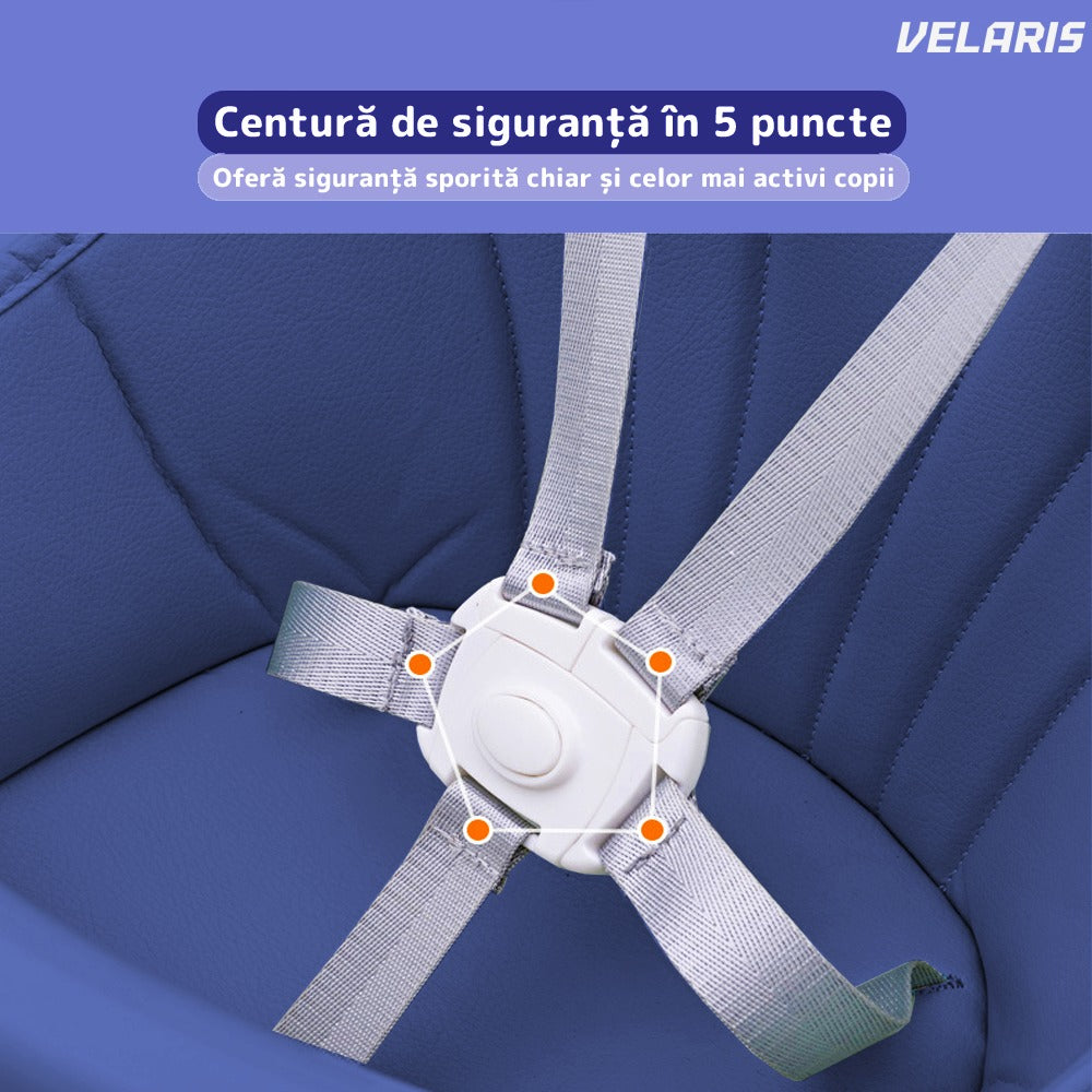 Scaun de masă 3 în 1 pentru bebeluși, cărucior și birou, cu centură de siguranță