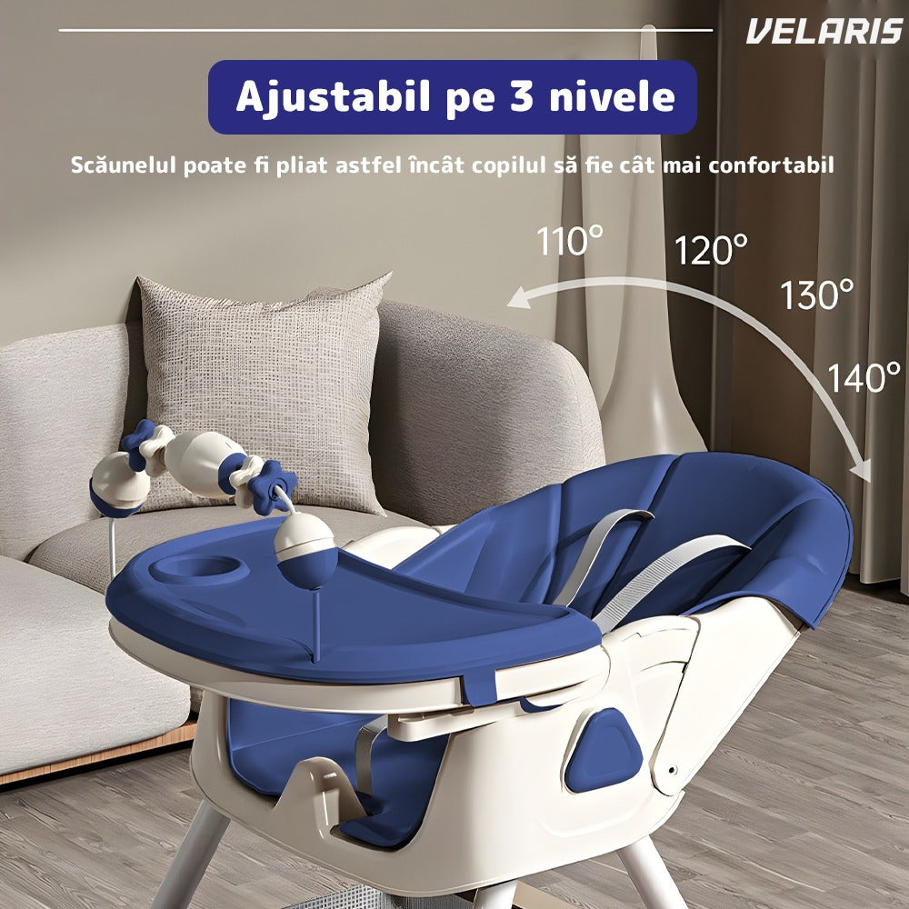 Scaun de masă 3 în 1 pentru bebeluși, cărucior și birou, cu centură de siguranță