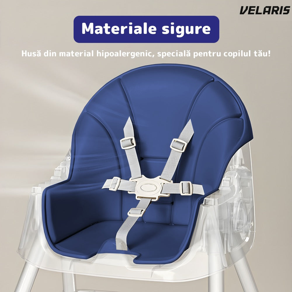 Scaun de masă 3 în 1 pentru bebeluși, cărucior și birou, cu centură de siguranță