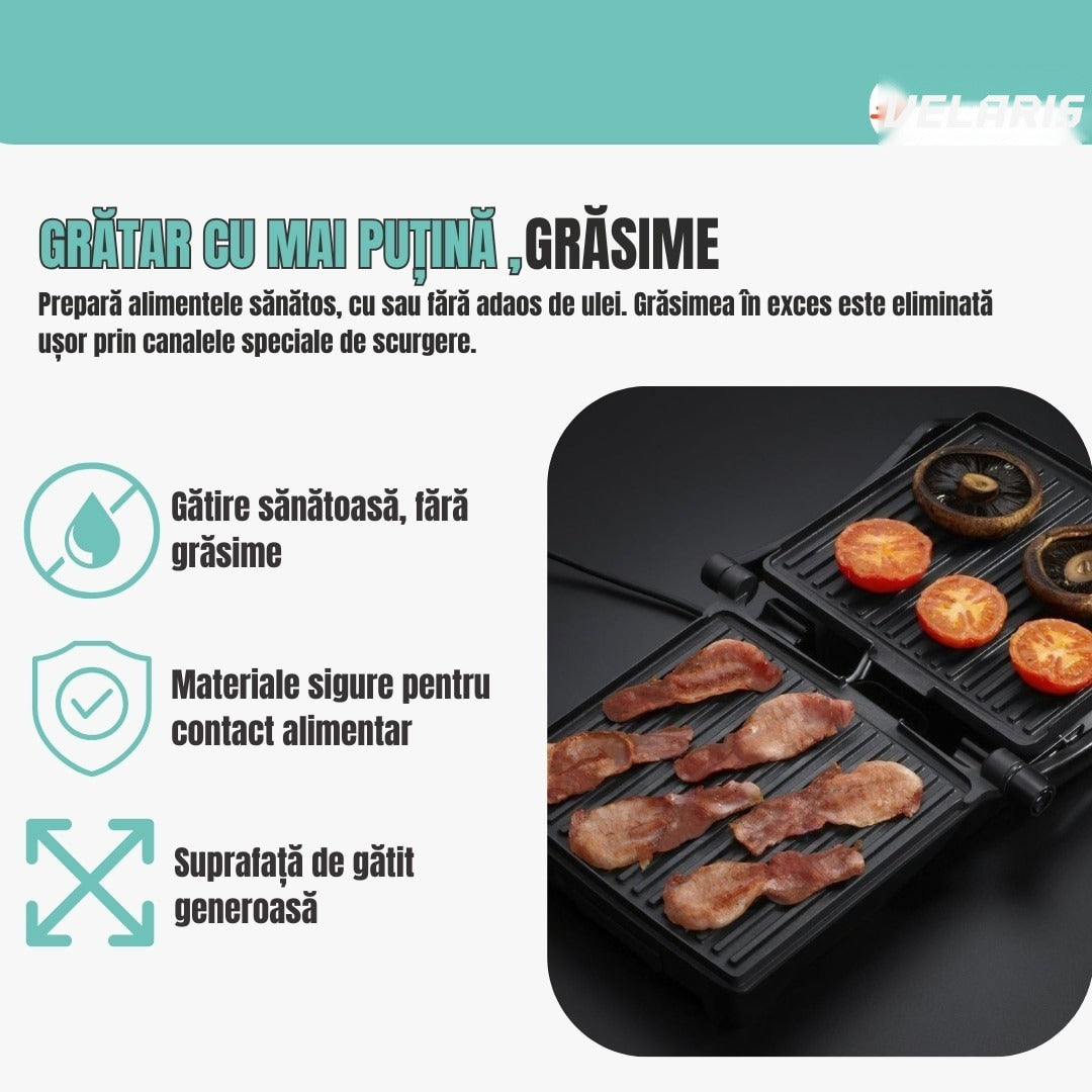 Sandwich maker 3 în 1, grill/panini, 1800W, negru/argintiu