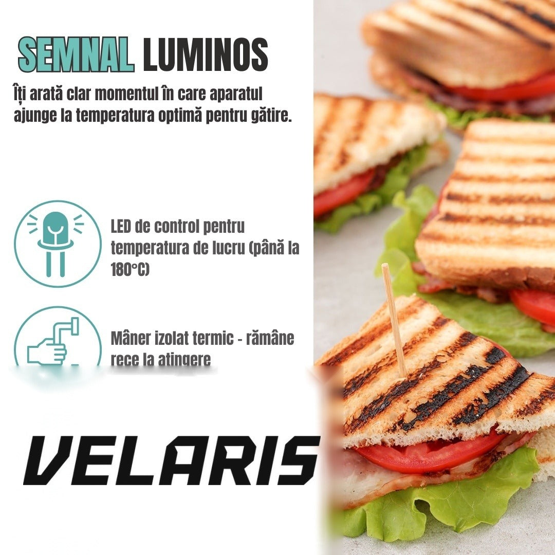 Sandwich maker 3 în 1, grill/panini, 1800W, negru/argintiu