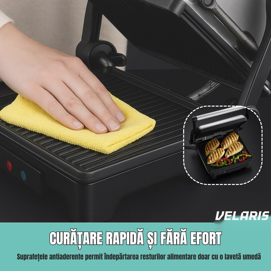 Sandwich maker 3 în 1, grill/panini, 1800W, negru/argintiu