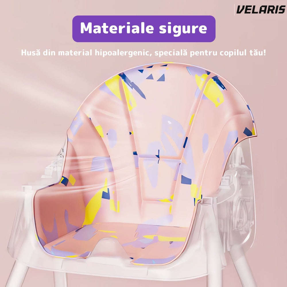 Scaun de masă 3 în 1 pentru bebeluși, cărucior și birou, cu centură de siguranță