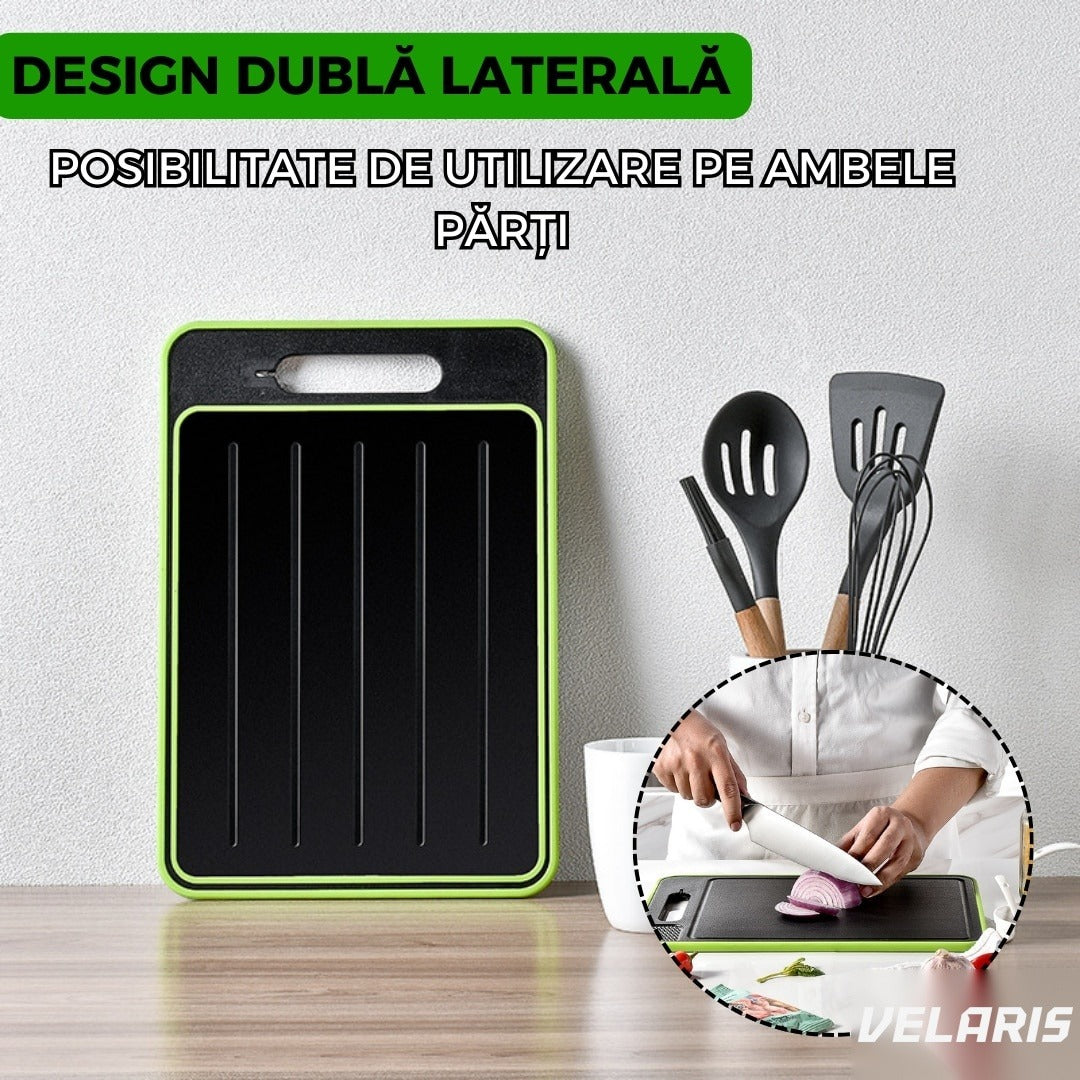 Tocător de bucătărie 4-în-1 cu decongelare rapidă, 36.5x25x1cm