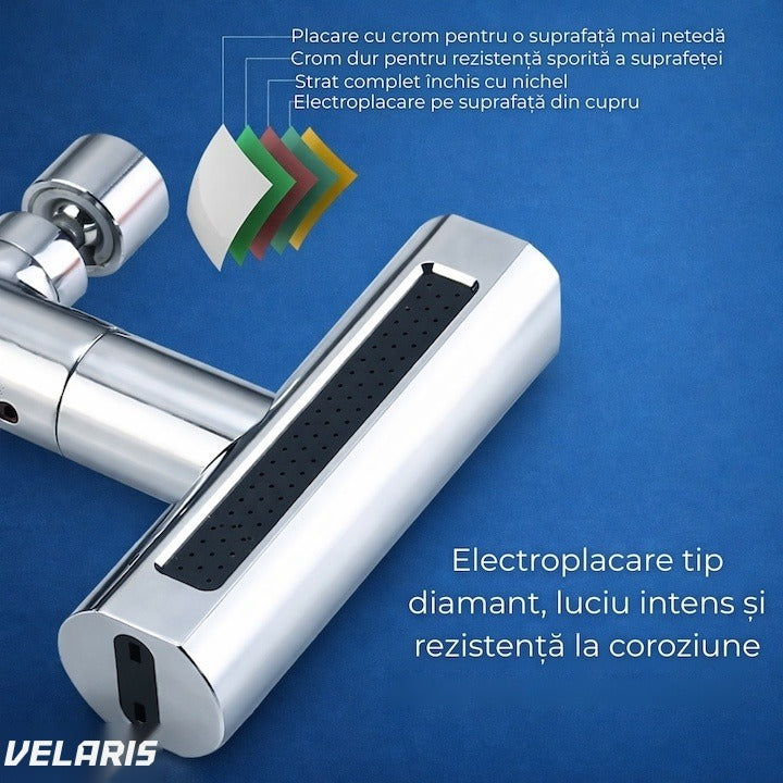 Robinet bucătărie 4 în 1 cu jet cascadă, pivotare 360°, extensibil, oțel inoxidabil 304