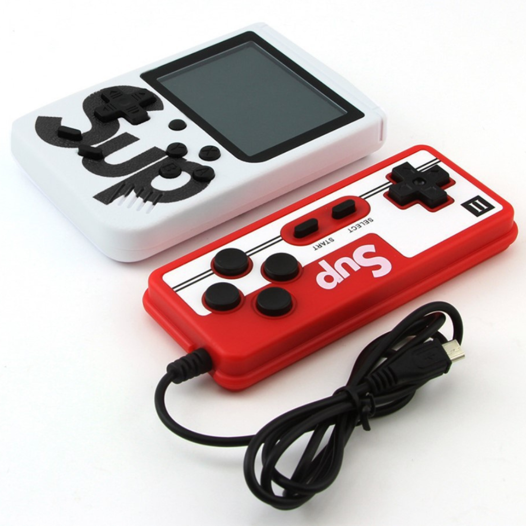 Mini Consola Retro Portabila cu 400 Jocuri, 2 Jucatori, LCD Color 3 Inch, Baterie Reincarcabila, Conectare la Televizor, Culoare Rosu/Alb