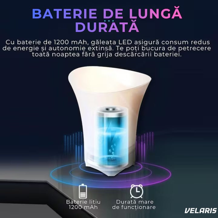 Cuvă gheață 5 litri cu difuzor Bluetooth și LED RGB multicolor, impermeabilă