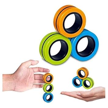 Set 3 inele magnetice antistres Fidget, Multicolor